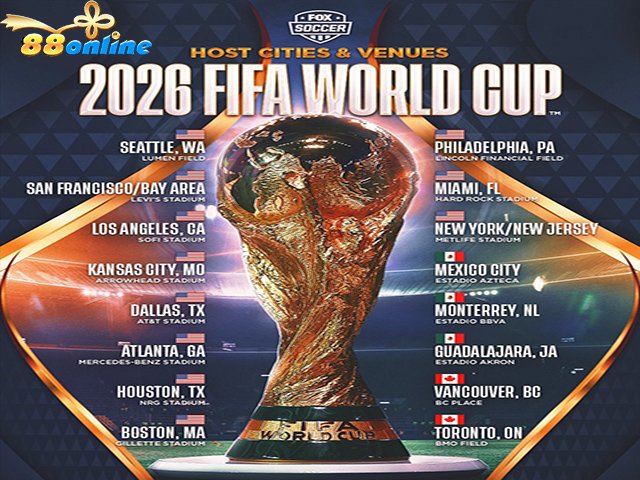 16 thành phố tại Bắc Mỹ sẽ là địa điểm diễn ra World Cup 2026 